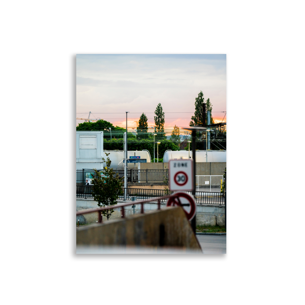 Gare de Villeneuve Saint Georges au coucher du soleil