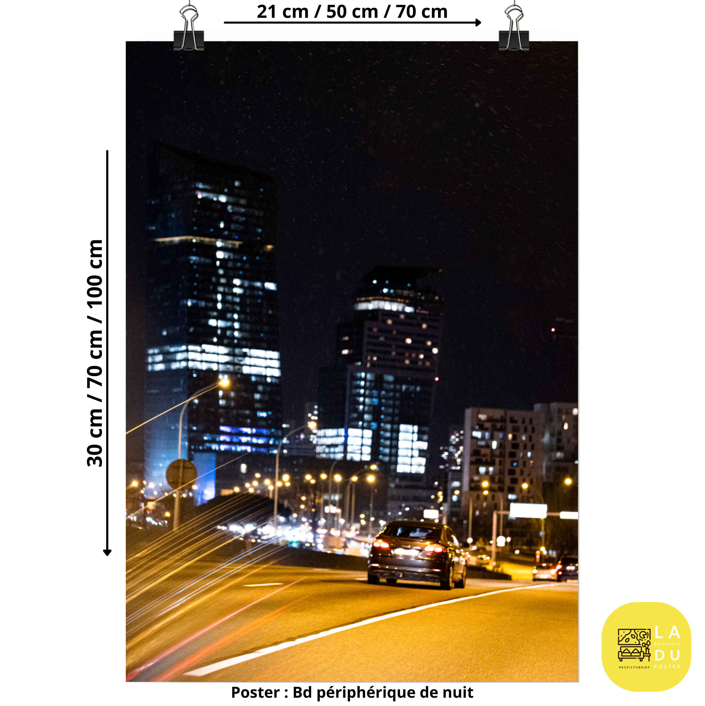 Poster mural - Boulevard périphérique de nuit – Photographie de rue à Paris – Poster photo, poster XXL, Photo d’art, photographie murale et des posters muraux des photographies de rue unique au monde. La boutique de posters créée par un Photographe français.