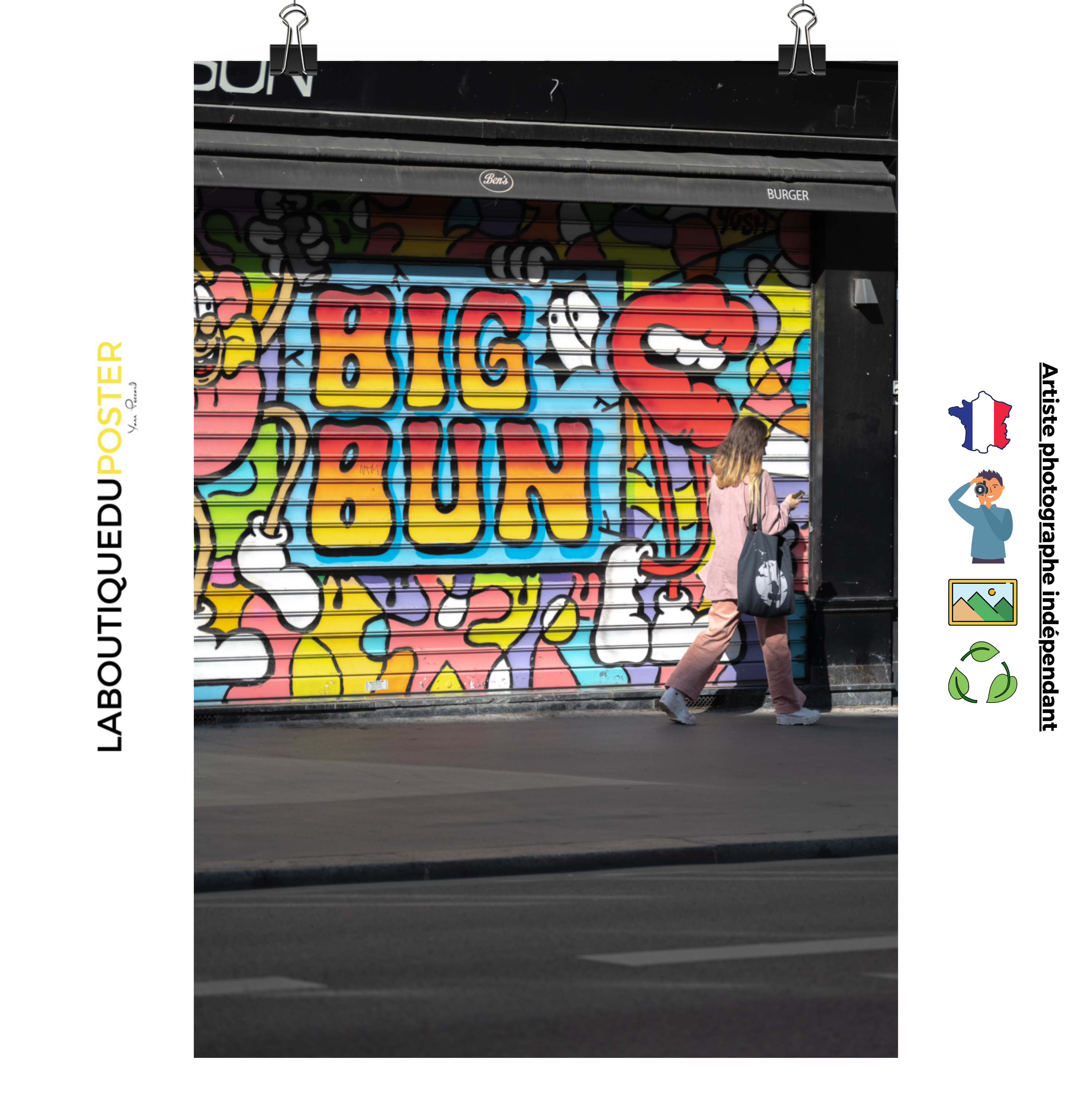 Poster mural - Big Bun – Photographie de rue à Paris – Poster photo, poster XXL, Photo d’art, photographie murale et des posters muraux des photographies de rue unique au monde. La boutique de posters créée par un Photographe français.