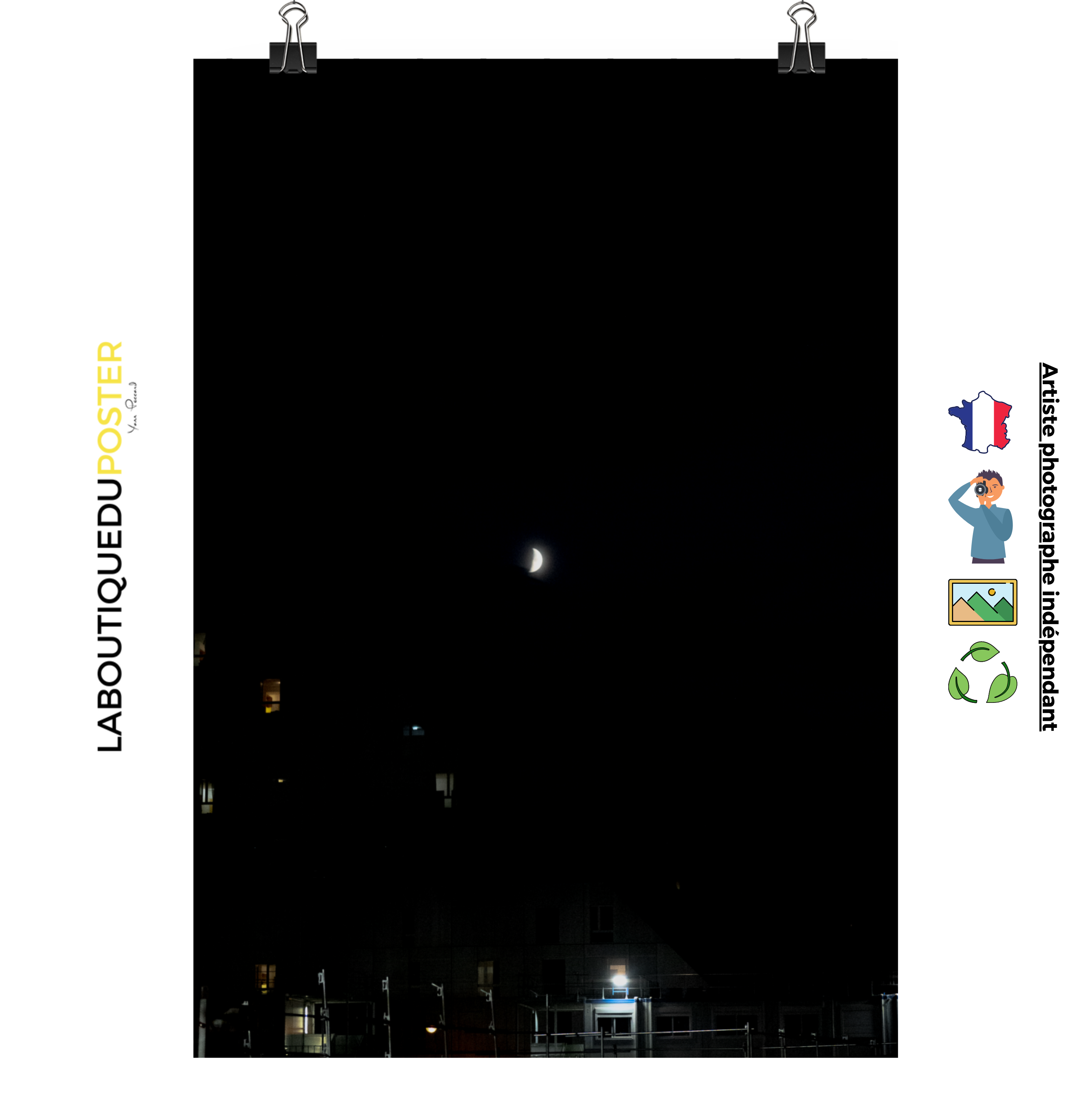 Poster mural - Chantier Lunaire – Photographie de nuit – Poster photo, poster XXL, Photo d’art, photographie murale et des posters muraux des photographies de rue unique au monde. La boutique de posters créée par un Photographe français.